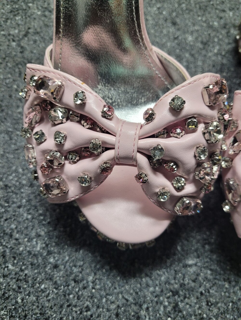 AZALEA WANG MAYA EMBELLISHED BOW CHUNKY HEELED PLATFORM SANDAL LIGHTPINK SIZE 7 - Picture 4 of 14